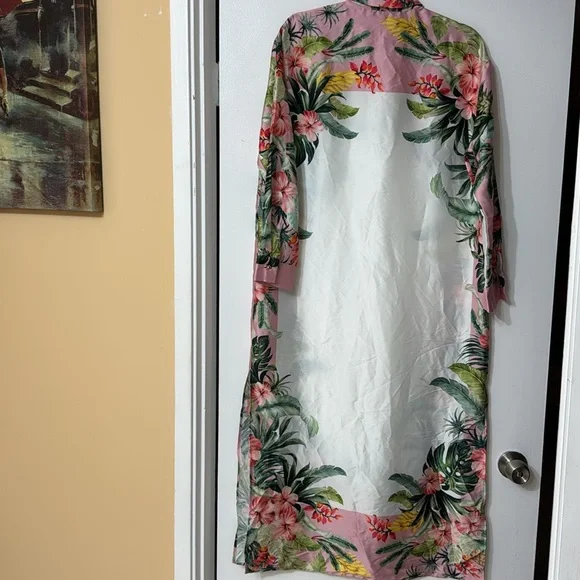 Zara Pink and Green Long Sleeve Resort Dress - Picture 7 of 12